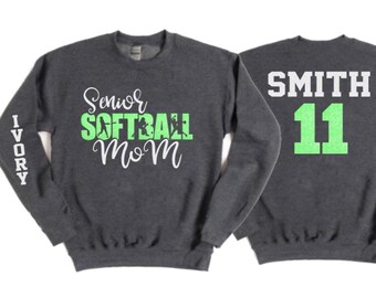 Glitter Softball Crewneck Sweatshirt | Softball Mom Sweater | Softball Hoodie | Customize with your Colors