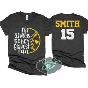 Glitter Softball Shirt | Biggest fan Shirt | Softball Shirts | Custom Softball Mom Shirts | Customize Colors