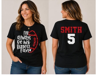 Glitzer Fußball Mom Shirt personalisiert | Benutzerdefinierte Fußball Mom Tee | Größtes Fan-Shirt | Fußball Mama Geschenk |  Bella Canvas-T-Shirt