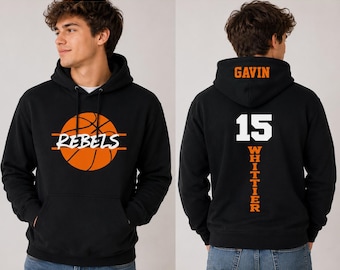 Custom Basketball Hoodie, Personalized Basketball Sweatshirt, Custom Name Number Hoodie, Basketball Fan Hoodie, Youth & Adult Hoodie