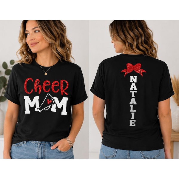 Glitter Cheer Mom Shirt | Cheer Shirt | Cheer Bling | Cheer Spirit Wear | Bella Canvas T-shirt | Short Sleeve Shirt