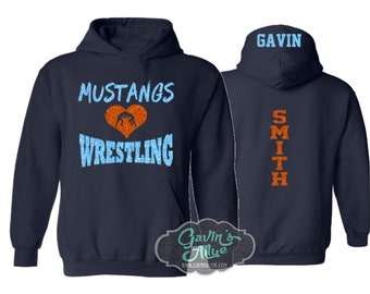 Moletom com capuz de luta livre | Moletons com capuz de luta livre | Camisetas de luta livre | Personalize seu time e cores | Jovem ou adulto