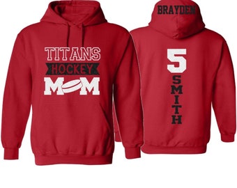 Glitter Hockey Hoodie | Hockey Mom | Hockey Pullover | Hockey Bling | Hockey Spirit Wear | Customize with your Team & Colors