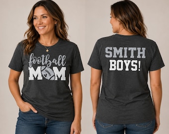 Glitter Football Mom Shirt Personalized | Football Mom Tee | Game Day Mom Shirt | Football Season Spirit Wear | Team Mom Gift Bella Canvas