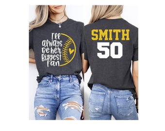 Glitter Softball Shirt | Biggest fan Shirt | Softball Shirts | Custom Softball Mom Shirts | Customize Colors