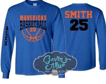 Basketball Shirt | Long Sleeve Shirt | Basketball Dad, Brother, Grandpa | Customize Your Team & Colors