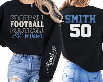 Glitter Senior Football Mom Crewneck Sweatshirt: Personalized Team Sweatshirt