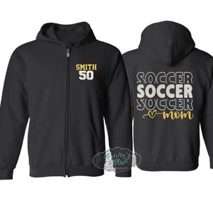 Glitter Soccer Mom Stack Zip Hoodie | Soccer Gift | Soccer Mom Shirts | Soccer Pull Over | Customize Colors
