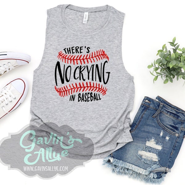 Glitter Baseball Muscle Tank Tops | There's no crying in Baseball | Baseball Mom Tank Top | Baseball Shirts | Muscle Tank | Softball Tank