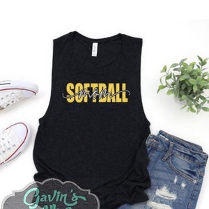 Glitter Softball Mom Tank Top | Softball  Muscle Tank Top | Customize Your Colors | Softball Bling | Personalized Softball