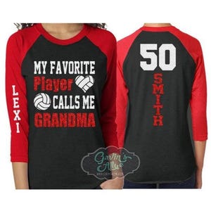 Glitzer-Volleyball-Oma-Shirt | Meine Lieblingsspielerin Ruft Oma an | Farben anpassen