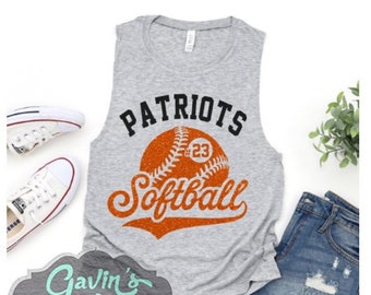 Mom tanktop glitter softbal | Gespierde softbaltanktop | Ik zal altijd haar grootste fan zijn | Softbalbling | Gepersonaliseerde softbal