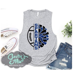 Glitter Football & Cheer Mom Tank Top | Cheer Muscle Tank Top | Cheer Bling | Personalized Cheer