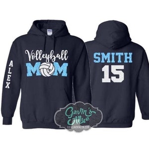 Sudadera con capucha para mamá de voleibol con purpurina / Sudadera con capucha de voleibol / Personalízala con tu equipo y colores