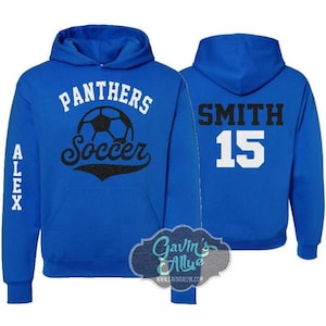 Glitter Soccer Hoodie |Soccer Heart | Customize with your Team & Colors | Adult or Youth Sizes