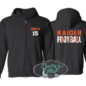 Football Zip Hoodie | Football Hoodie | Football Bling | Football Spirit Wear | Customize  Team & Colors