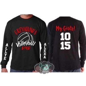 Volleyball Dad Shirt | Volleyball Shirts | Long Sleeve | Two Names Two Numbers Shirt | Customize your team colors | Youth and Adult