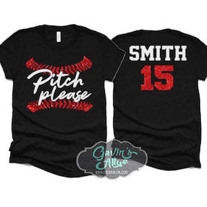 Camiseta de béisbol con purpurina / Camiseta de béisbol Pitch Please / Camisetas de béisbol para mamás / Camisetas de béisbol / Camisetas de béisbol personalizadas para mamás / Colores personalizados