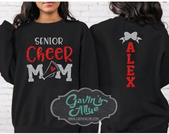 Glitter Senior Cheer Mom Crewneck Sweatshirt | Glitter Cheer Mom Sweatshirt | Cheer Spirit wear | Customize with your Team & Colors