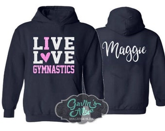 Glitter Gymnastics Hoodie | Love Gymnastics Hoodie | Customize with your Team & Colors | Youth or Adult