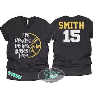 Glittersoftbalshirt | Softbalshirt | Shirt met V-hals en korte mouwen | Bella canvas v-hals | Naam en kleuren aanpassen