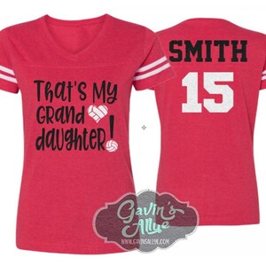 Glitter That&#39;s My Granddaughter Shirt | Volleyball Shirt |  Volleyball Spirit Wear | Bella Canvas T-shirt | Youth and Adult
