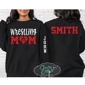 Glitter Wrestling Mom Rundhalsausschnitt | Ringer Shirts | Sweatshirts | Farben anpassen