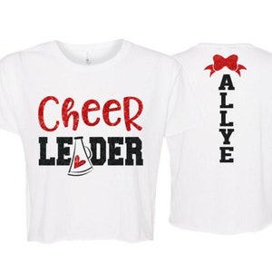 Glitter Cheer Leader Crop Top Shirt |  Cheer Short Sleeve Shirt | Cheer Bling | Cheer Spirit Wear | Crop Top