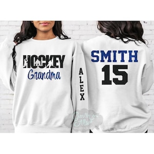 Glitter Hockey Grandma Sweatshirt | Hockey Sweatshirt | Hockey Gift for Grandma | Hockey Shirt | Customize Colors