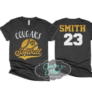 Glitzer Softball Shirt | Softball-T-Shirt | Softball Shirts | Benutzerdefinierte Softball Mom Shirts | Farben anpassen 1