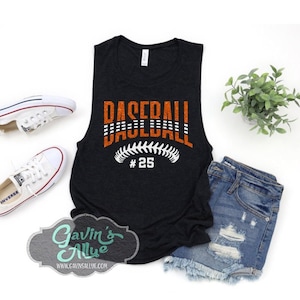 Glitter Baseball Muscle Tank Tops | Baseball Mom Tank Top | Baseball Shirts | Muscle Tank | Softball Tank