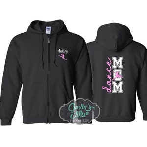 Sudadera con capucha y cremallera con purpurina para bailar / Sudadera con capucha para bailar / Bling para bailar / Ropa con espíritu de baile / Personaliza tu equipo y colores