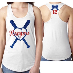 Glitter Baseball Mom Tank Top | Racer Back | Baseball Shirts | Heart Bats | Customize Your Colors