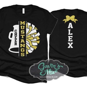 Glitzer Aufmunterung Shirt | Jubeln Tshirts | Cheerleader Mom T-Shirts | Cheerleader Geschenk | Glitzer Megaphon Shirt | Bella Canvas-T-Shirt