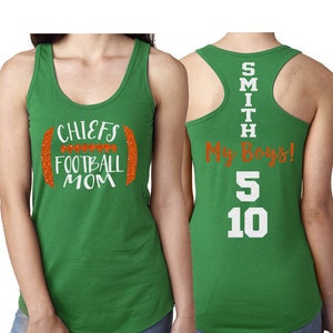 Glitter Football  Mom Tank Top | Football Tank Top | Two Numbers |  Racerback Tank Top | Customize