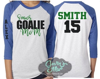 Glitter Hockey Senior Goalie Mom shirt | Goalie Shirt | Glitter Hockey Mom shirt  | Hockey Bling | Hockey Spirit Wear | Customize Colors