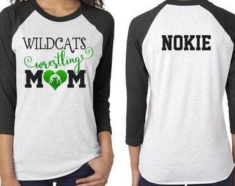 Glitter Wrestling Mom Baseball Shirt|3/4 Sleeve Raglan |Customize with your Team & Colors