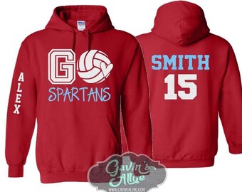 Glitter Volleyball Hoodie |  Volleyball Spirit Wear | Custom Volleyball Hoodie | Customize colors | Youth or Adult