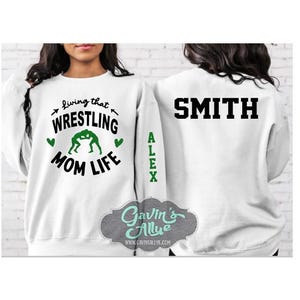Glitter Wrestling Mom Rundhalsausschnitt | Ringer Shirts | Sweatshirts | Farben anpassen