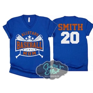 Glitter All-stars Baseball Mom Shirt | V-neck Short Sleeve Shirt | Customized Name & Colors
