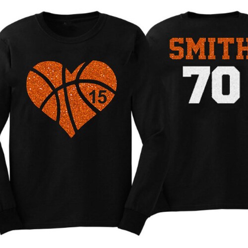 Glitter Basketball Shirt Long Sleeve Shirt Heart Etsy