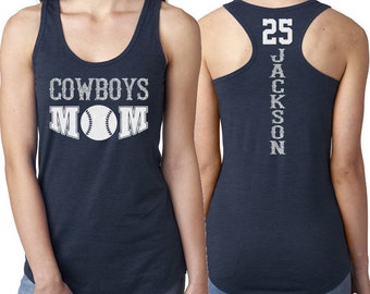 Glitter Baseball Mom Tank Top | Baseball Tank Top | Racerback Tank | Customize Your Colors