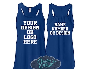 Custom Text Tank Top | Personalized Tank Top | Bella Canvas Tank Custom Design | Custom Sport Team Tank Top | Front Back Print | Women