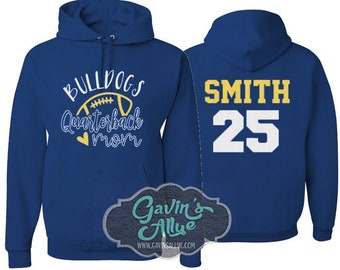 Sudadera con capucha para mamá de mariscal de campo de fútbol con purpurina / Sudaderas con capucha de fútbol / Sudaderas con capucha para mamá de fútbol / Mamá de fútbol / Colores personalizados