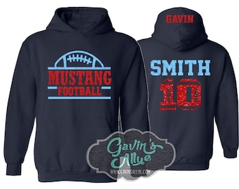 Glitter Football Hoodie | Football Bling |  Customize Team & Colors | Football Spirit Wear | Adult or Youth Sizes