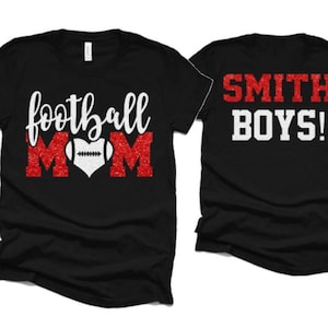 Camiseta de fútbol con purpurina / Camiseta para mamá futbolera / Camiseta para dos jugadores / Regalos de fútbol / Camiseta de fútbol bonita / Camiseta para el día del juego / Camiseta Bella Canvas