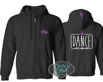 Glitzer Tanz Zip Hoodie | Tanz-Hoodie | Tanz Bling | Tanz-Geist tragen | Team & Farben anpassen