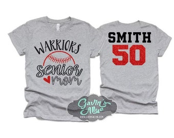 Glitter Senior Baseball Mom Shirts | Baseball Mom Shirt | Bella Canvas Tshirt | Baseball Spiritwear | Customize Your Colors