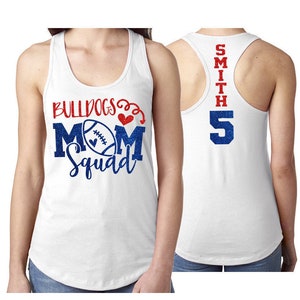 Football Mom Squad Tank Top | Glitter Mom Squad Tank | Customize Team & Colors