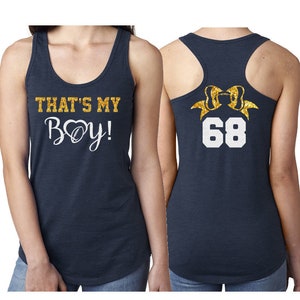 Glitter Football  Mom Tank Top | Racerback Tank Top | Football Tank Top | That&#39;s My Boy | Customize Team & Colors